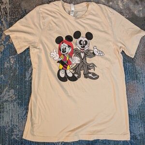 Disney Mickey & Minnie as Sally & Jack halloween T Shirt Size lge Cotton Blend